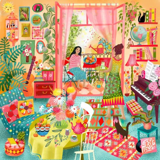 Puzzle Pieces and Peace Sala De Música Con Balcón 1000 Piezas