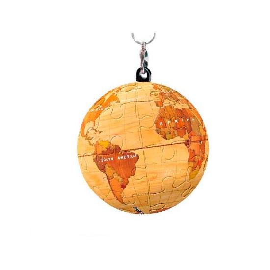 Puzzle Pintoo 3D Llavero Globo Terraqueo Efecto Madera de 24 Pz