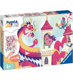 Puzzle-Play Ravensburger Dragón y los Donuts de 2x24 Piezas