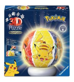 Puzzle Ravensburger 3D Bola Pokémon NightLight de 74 Pzs