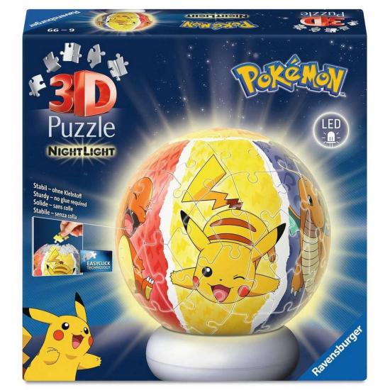 Puzzle Ravensburger 3D Bola Pokémon NightLight de 74 Pzs