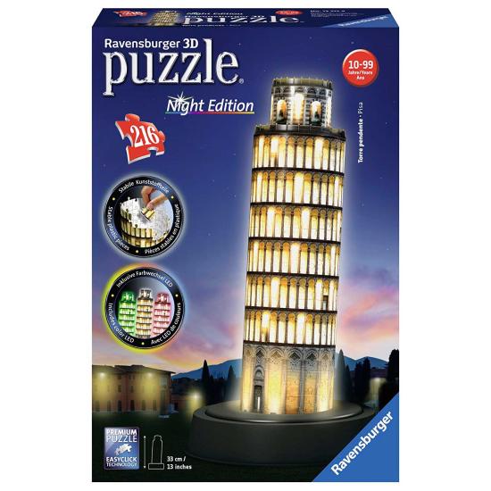 Puzzle Ravensburger 3D Torre de Pisa Night Edition 216 Pieza Puzzle Ravensburger 3D Torre de Pisa Night Edition 216 Pieza