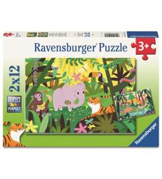Puzzle Ravensburger Amigos Animales en la Naturaleza de 2x12 Pie