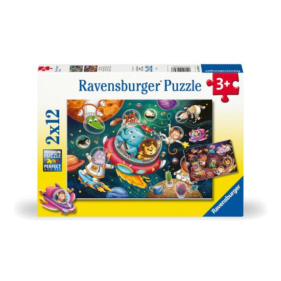 Puzzle Ravensburger Animales en el Espacio de 2x12 Piezas