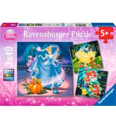 Puzzle Ravensburger Blancanieves, Cenicienta y Sirenita 3x49 P