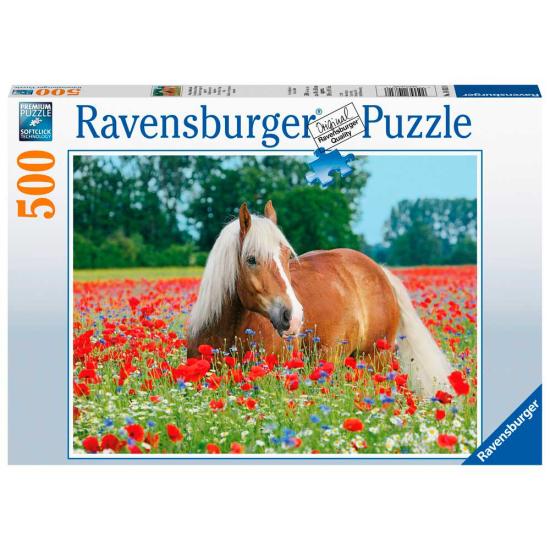 Puzzle Ravensburger Caballo en el Campo de Amapolas de 500 Pzs