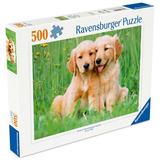 Puzzle Ravensburger Cachorros De Golden Retriever de 500 Piezas
