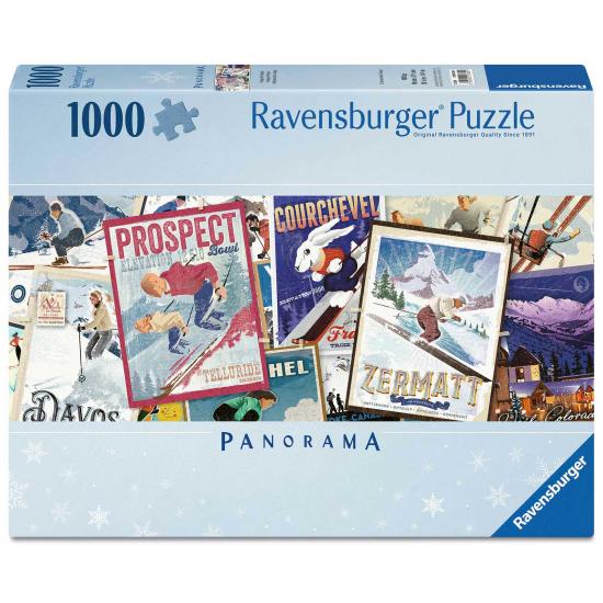 Puzzle Ravensburger Carteles De Esquí Antiguos Panorámica 1000 P
