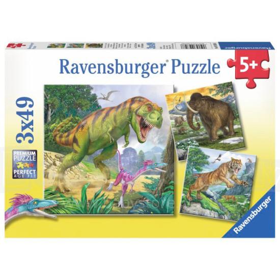 Puzzle Ravensburger Dinosaurios de 3x49 Piezas
