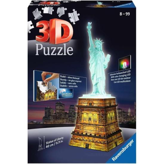 Puzzle Ravensburger Estatua de la Libertad Night Edition 3D 108