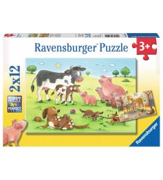 Puzzle Ravensburger Familias Animales de 2x12 Piezas