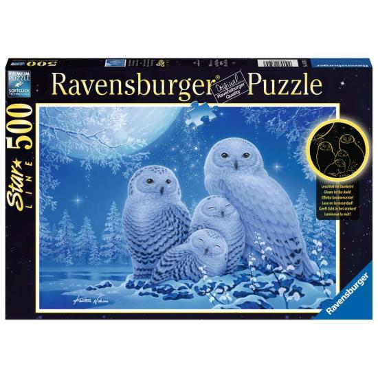 Puzzle Ravensburger Fosforescente Búhos a la Luz de la Luna 500