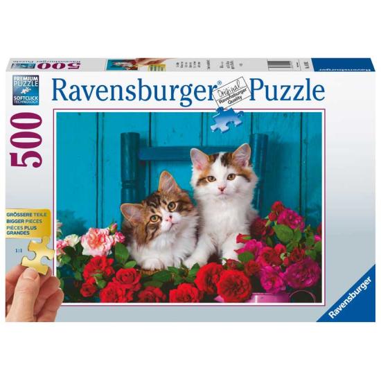 Puzzle Ravensburger Gatitos y Rosas de 500 Piezas XXL