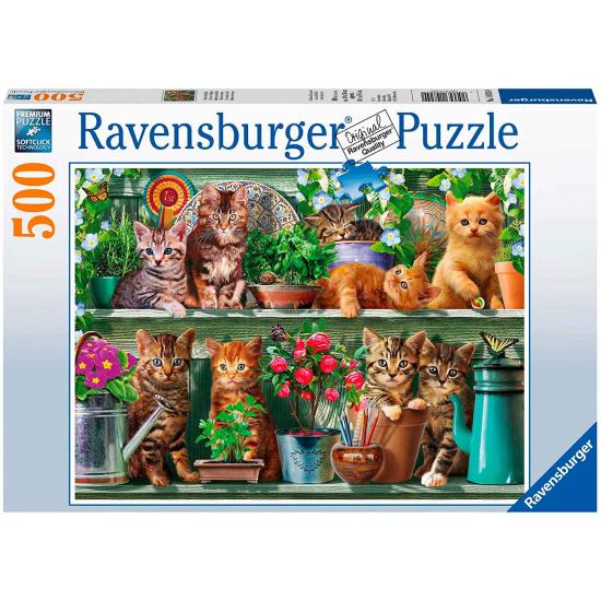 Puzzle Ravensburger Gatos en el Estante de 500 Piezas Puzzle Ravensburger Gatos en el Estante de 500 Piezas