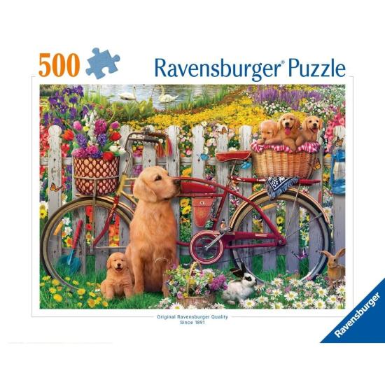 Puzzle Ravensburger Lindos Perros En El Jardín de 500 Piezas