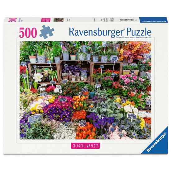 Puzzle Ravensburger Mercado De Flores, Francia de 500 Piezas