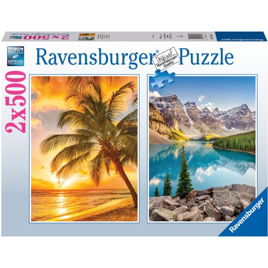Puzzle Ravensburger Playa y Montaña de 2x500 piezas