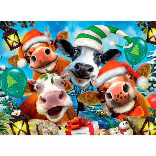 Puzzle Ravensburger Selfie de Vacas Feliz Navidad 500 Piezas