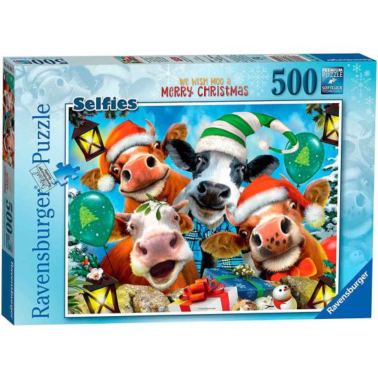 Puzzle Ravensburger Selfie de Vacas Feliz Navidad 500 Piezas