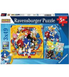 Puzzle Ravensburger Sonic de 3x49 Piezas