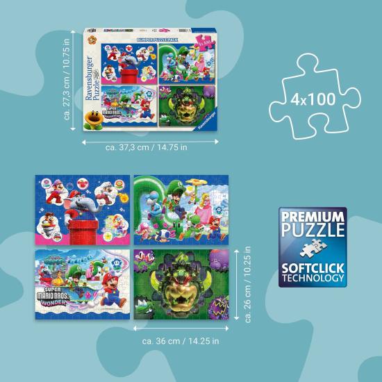 Puzzle Ravensburger Super Mario Bros Wonder de 4 x 100 Piezas