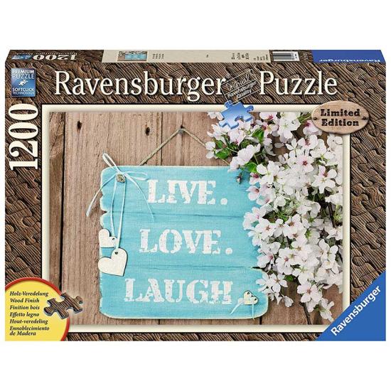 Puzzle Ravensburger Vive, Ama y Sonrie Efecto Madera 1200 Pieza Puzzle Ravensburger Vive, Ama y Sonrie Efecto Madera 1200 Pieza