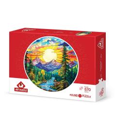 Puzzle Circular Art Puzzle Los Alpes en Vidrieras 570 Piezas