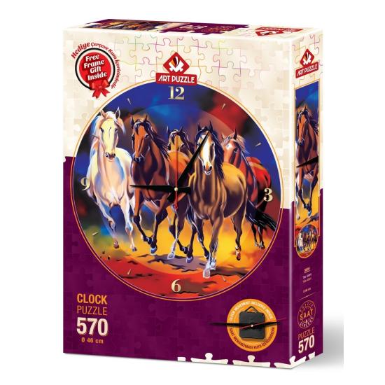 Puzzle Reloj Art Puzzle Caballos Jades 570 Piezas