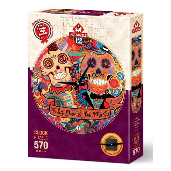 Puzzle Reloj Art Puzzle Feliz Día de Muertos de 570 Piezas Puzzle Reloj Art Puzzle Feliz Día de Muertos de 570 Piezas