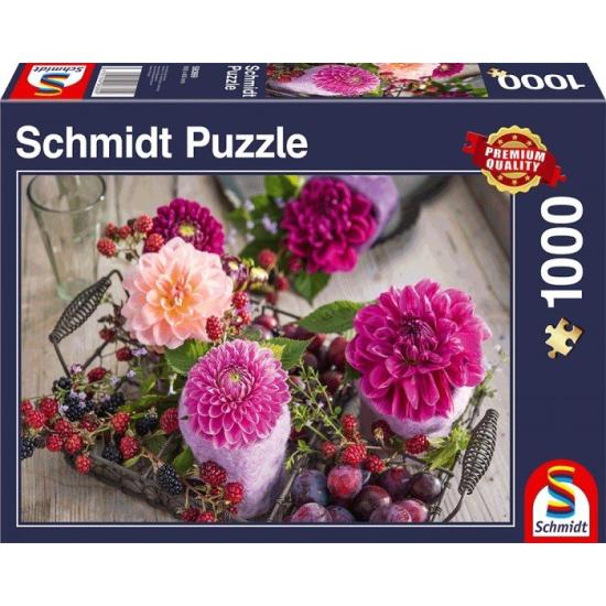 Puzzle Schmidt Bodegón de Flores y Frambuesas de 1000 Piezas