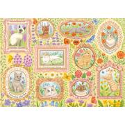 Puzzle Schmidt Gatos Aristocráticos entre Flores de 1000 Piezas