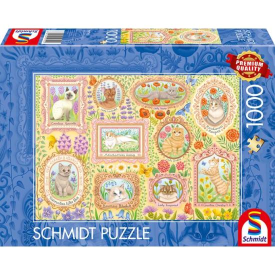 Puzzle Schmidt Gatos Aristocráticos entre Flores de 1000 Piezas