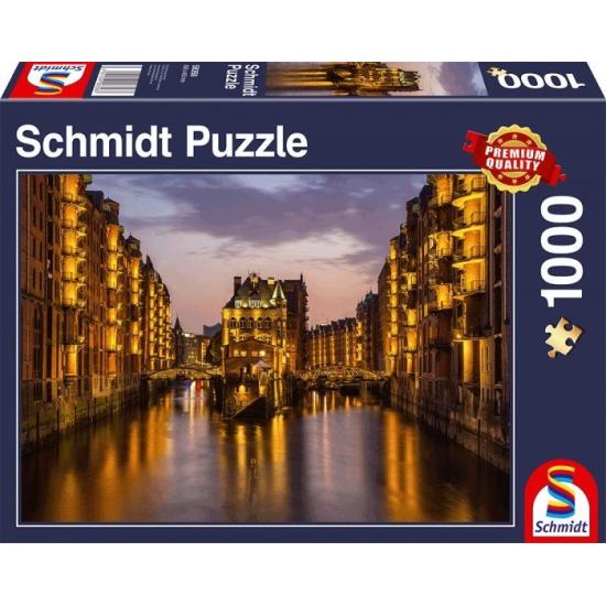 Puzzle Schmidt Hamburgo Speicherstadt, Alemania de 1000 Piezas