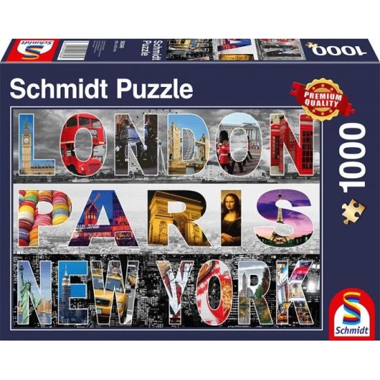 Puzzle Schmidt Londres, París, Nueva York de 1000 Piezas