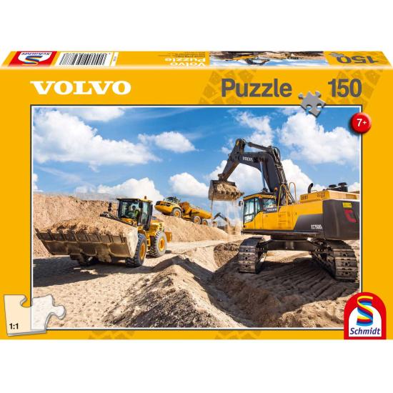 Puzzle Schmidt Máquinas Volvo L120GZ, A40F y EC750  150 Piezas