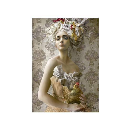 Puzzle Schmidt Mujer con Gallo de 1000 Piezas