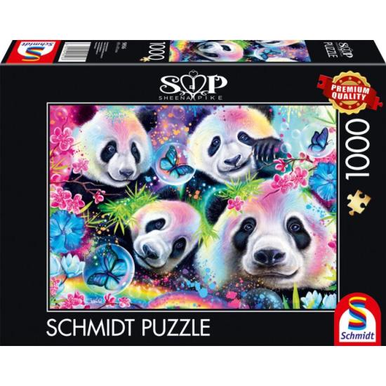 Puzzle Schmidt Pandas Arcoiris Neón de 1000 Piezas