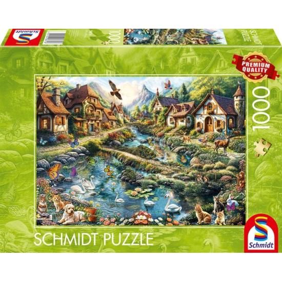 Puzzle Schmidt Pueblo Al Final Del Bosque de 1000 Piezas