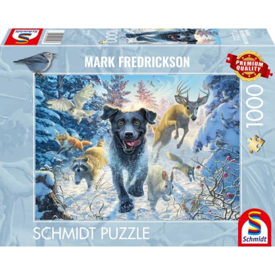Puzzle Schmidt Un Labrador Negro en la Nieve 1000 Pzs