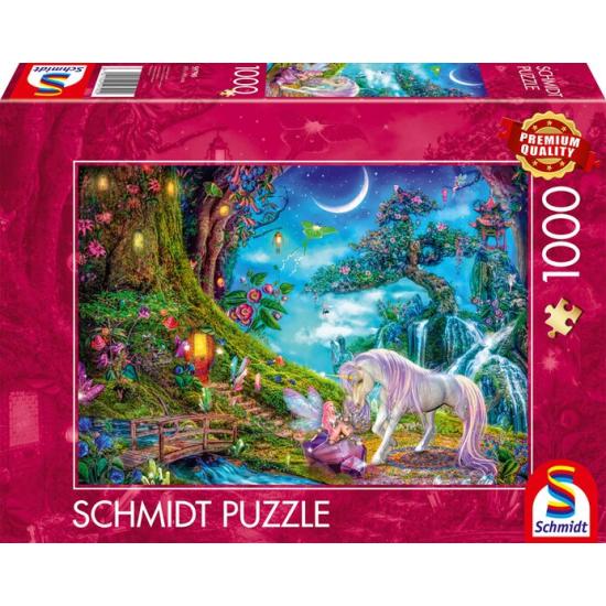 Puzzle Schmidt Unicornio Y Elfo entre Altos Maderos de 1000 Piez