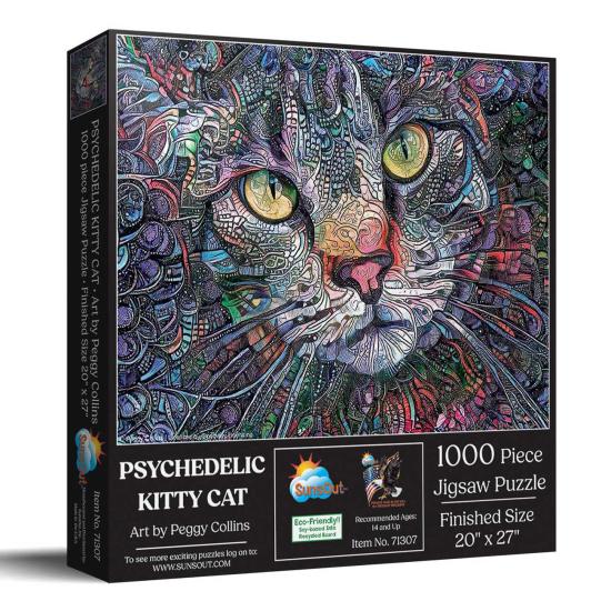 Puzzle SunsOut Gato Psicodélico de 1000 Piezas Puzzle SunsOut Gato Psicodélico de 1000 Piezas