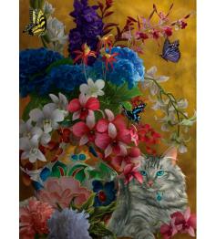 Puzzle SunsOut Gatos Dorados y Flores de 1000 Pzs