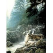 Puzzle SunsOut Lobos en la Cascada de 500 Piezas