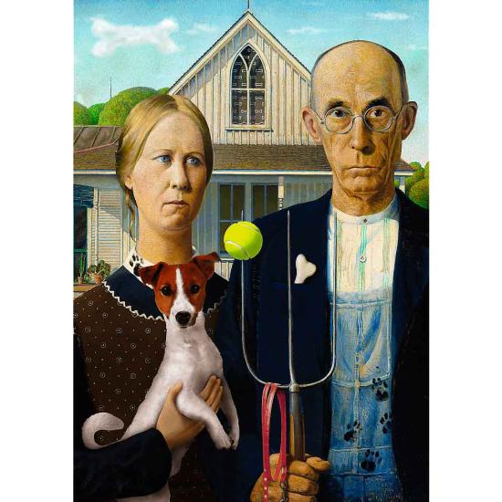 Puzzle Trefl American Gothic: Edición Canina de 500 Piezas