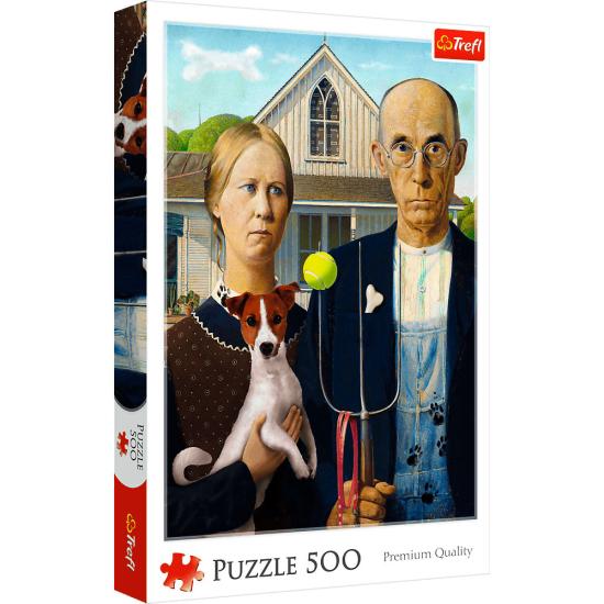 Puzzle Trefl American Gothic: Edición Canina de 500 Piezas