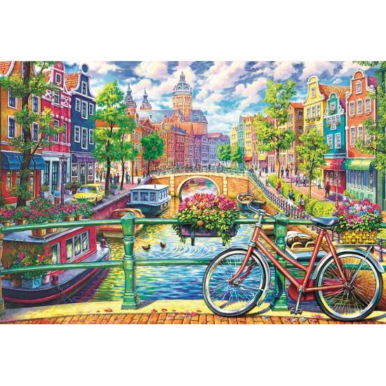 Puzzle Trefl Bicicleta en el Canal de Amsterdam de 1500 Piezas