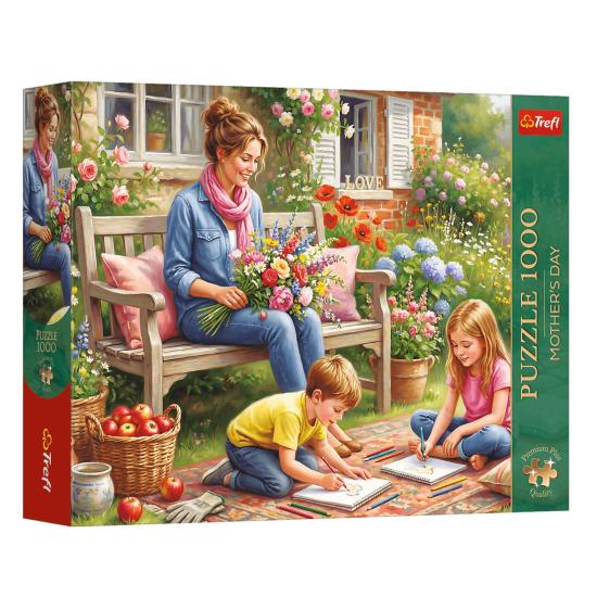 Puzzle Trefl Día De La Madre: La Familia En El Jardín de 1000pzs