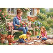 Puzzle Trefl Día De La Madre: La Familia En El Jardín de 1000pzs