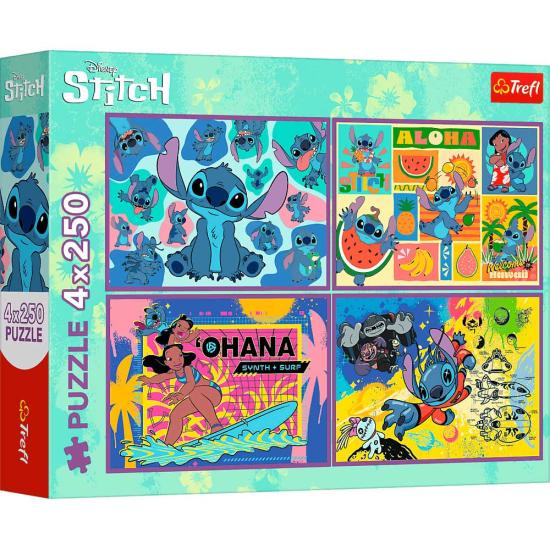 Puzzle Trefl Increíble Stitch XXL de 4x250 Piezas