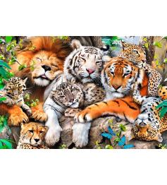 Puzzle Trefl Madera Gatos Salvajes en la Jungla de 500 Piezas